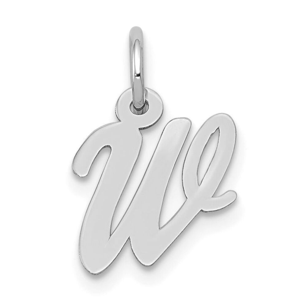 10k White Gold Small Script Initial W Charm - image 1